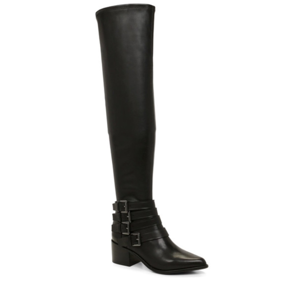 Aldo Lovodia over-the-knee LEATHER heeled black boots sz 10 - NEW OTK